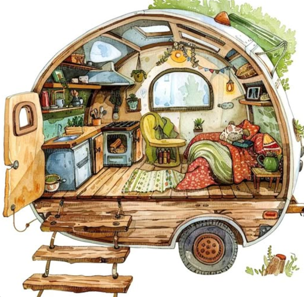 Caravan antiek interieur